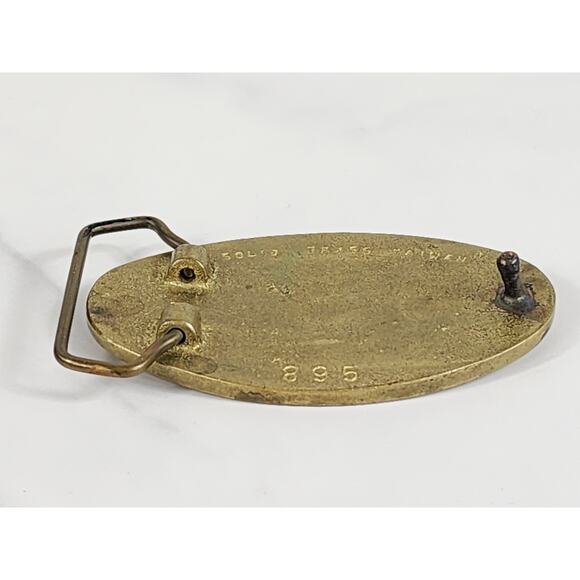 Belt Buckle Solid Brass Oval Engraved 3 1/2" I Never Get Lost" Accessories Vtg - Picture 7 of 9